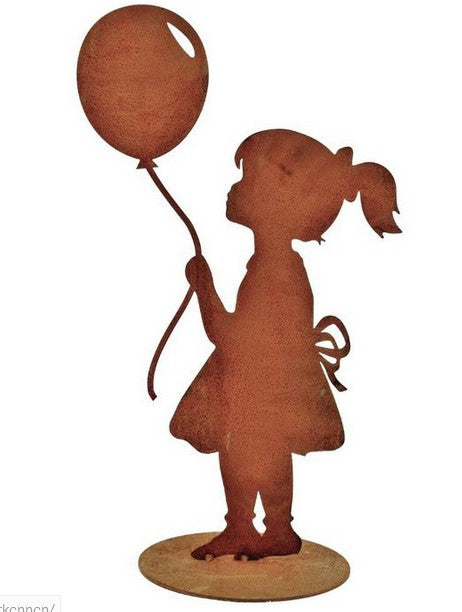 Junge und Mädchen mit Luftballon | Gartgendeko Edelrost
