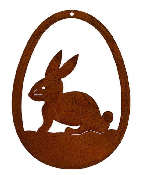 Fensterdeko Hase und Huhn im Ei | Edelrost