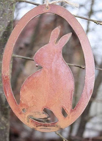 Fensterdeko Hase und Huhn im Ei | Edelrost