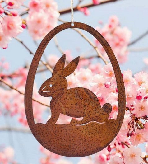 Fensterdeko Hase und Huhn im Ei | Edelrost