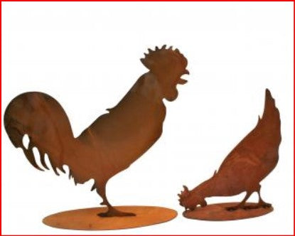 Hahn und Henne Deko | Edelrost