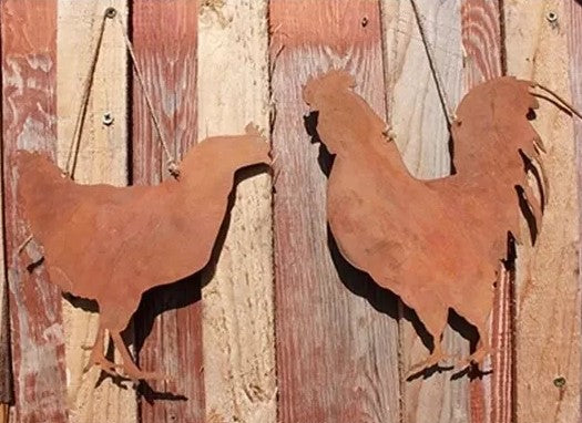 Hahn und Henne Deko | Edelrost