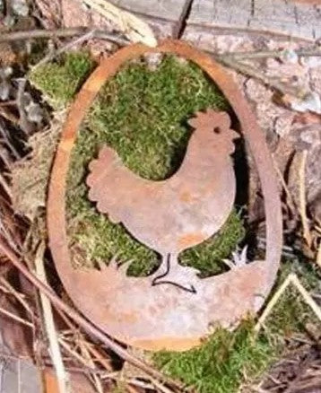 Fensterdeko Hase und Huhn im Ei | Edelrost