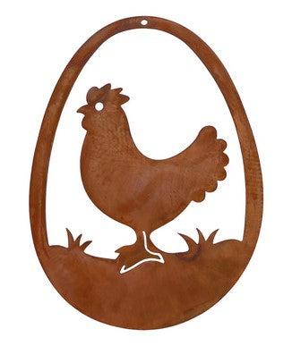 Fensterdeko Hase und Huhn im Ei | Edelrost