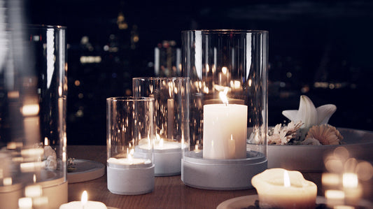 Windlicht Glas und Beton