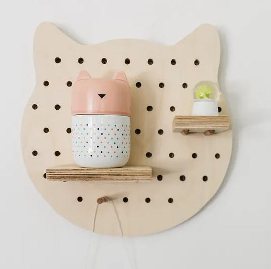 Wandregal "Katze" aus Birkenholz