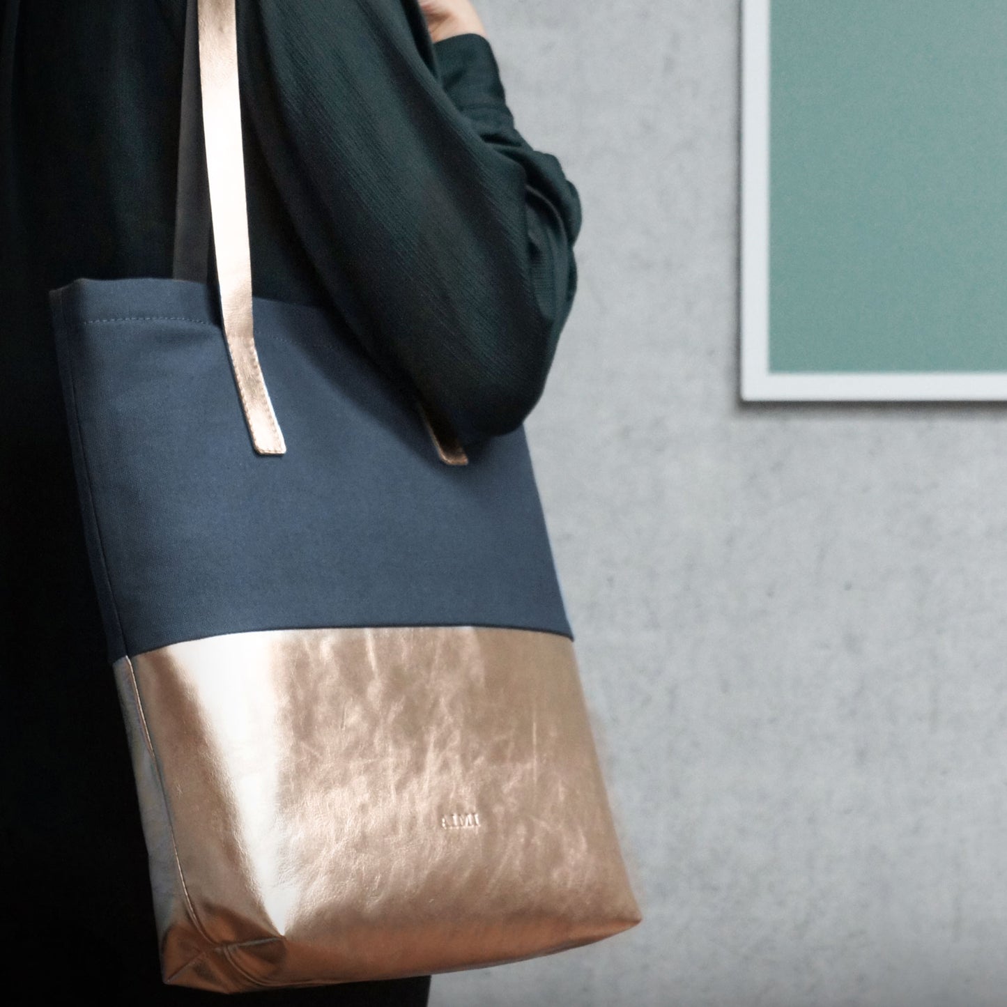 Einkaufstasche Leder/Canvas MIKA | schlichte Eleganz