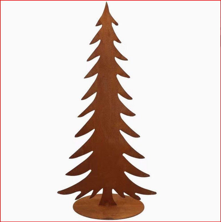 Tannenbaum mit Bodenplatte Rost | vier Größen