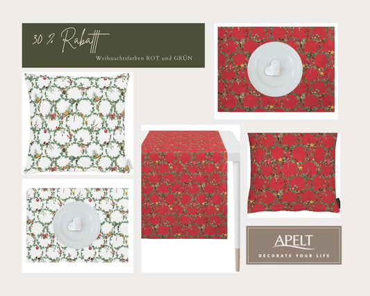 Weihnachtsdesign Kissen | Tischset | Tischläufer | 30 % Rabatt