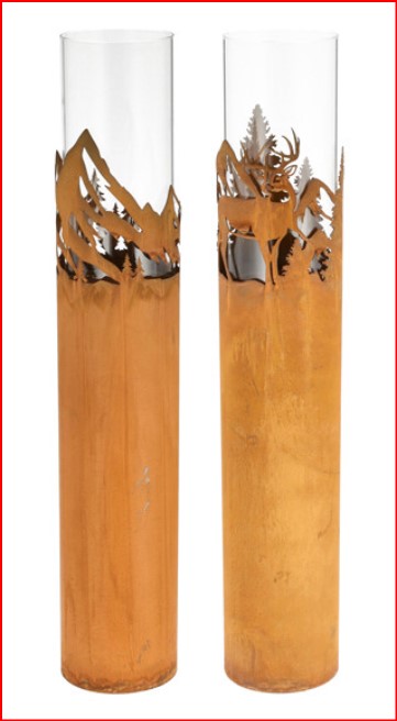 Bodenwindlicht 65 cm hoch | zwei Motive | Rost