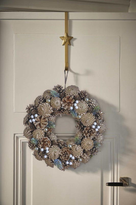 Weihnachtskranz weiss/gold | Tannenzapfen