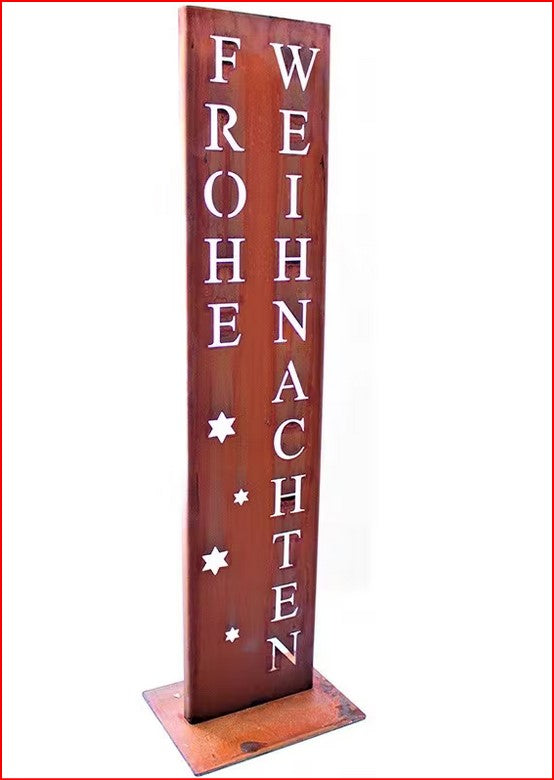 Spruchtafel Blechständer | Frohe Weihnachten | Rosttafel