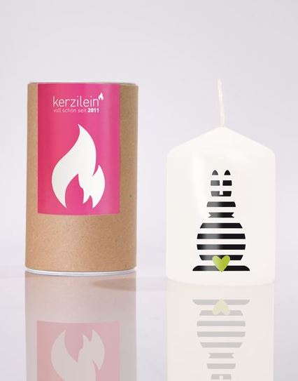 Kerze mit lustigem Hasenmotiv