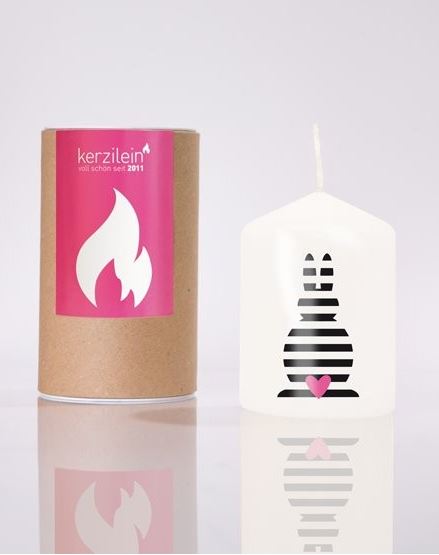 Kerze mit lustigem Hasenmotiv