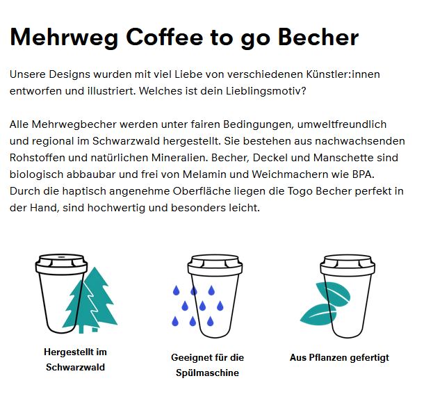 To-Go-Becher | Schwarzwälder Design, im Schwarzwald gefertigt