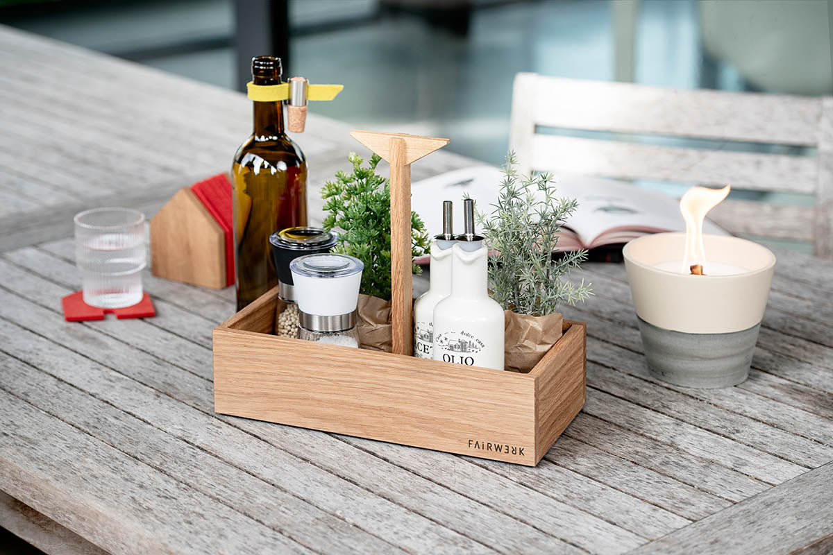 Tragetablett aus Eiche | Gewürzkiste | Büroorganizer