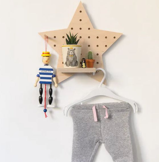 Wandregal Stern aus Birkenholz