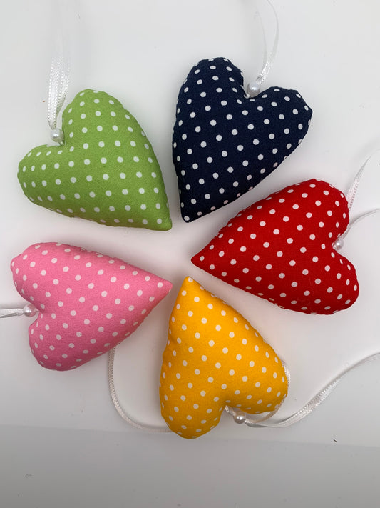 Stoffherzen Set 5 Stück, mit Aufhängeband