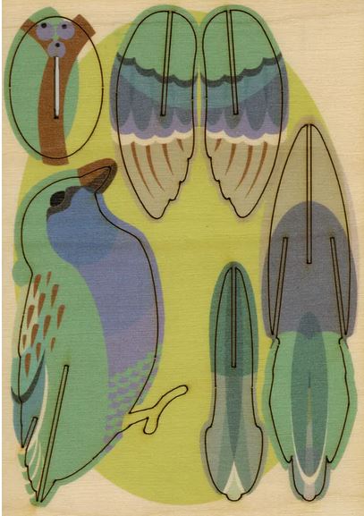 Grußkarte "Piepmatz" | 3D-Holzkarte als Dekostück