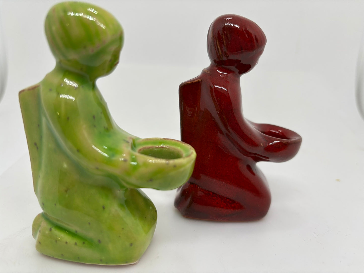 Keramikengel Set grün-rot | Majolika Karlsruhe