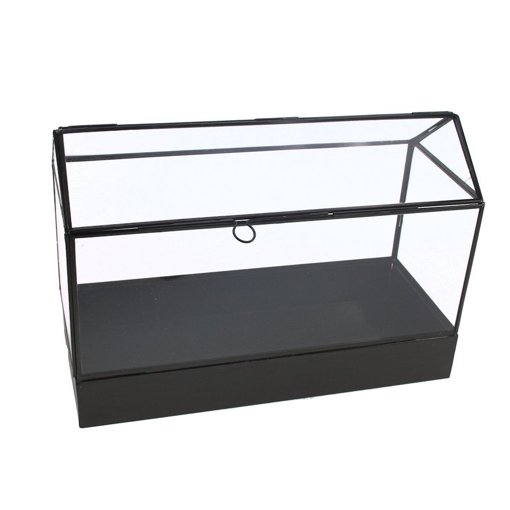 Tisch-Glasvitrine schwarz Metall