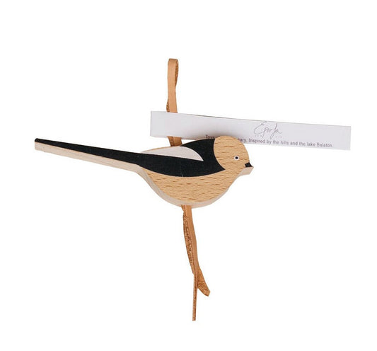 Holz-Vogel mit Lederaufhänger | es zwitschert im Baum