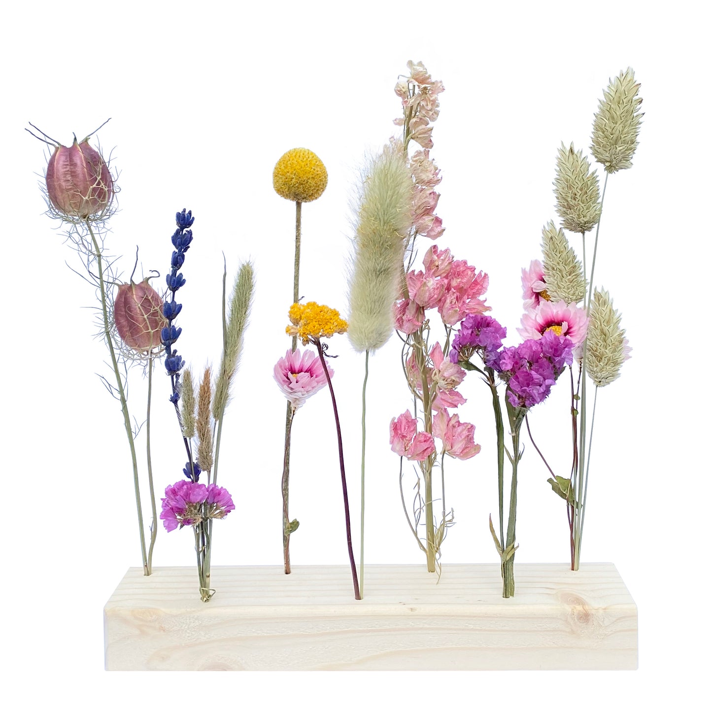 Holz Blumenleiste |Trockenblumenset | Blumenwiese