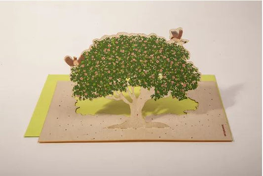 Grußkarte "Baum im Frühling" | Holzkarte als Dekostück