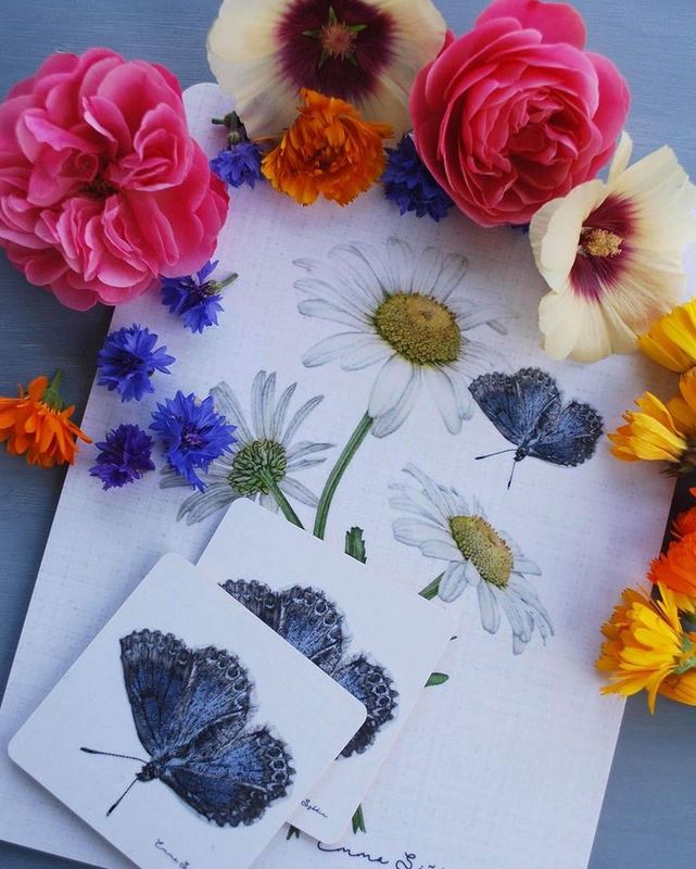 Untersetzer Botanic 4-Set | Blumen und Schmetterlinge aus Schweden